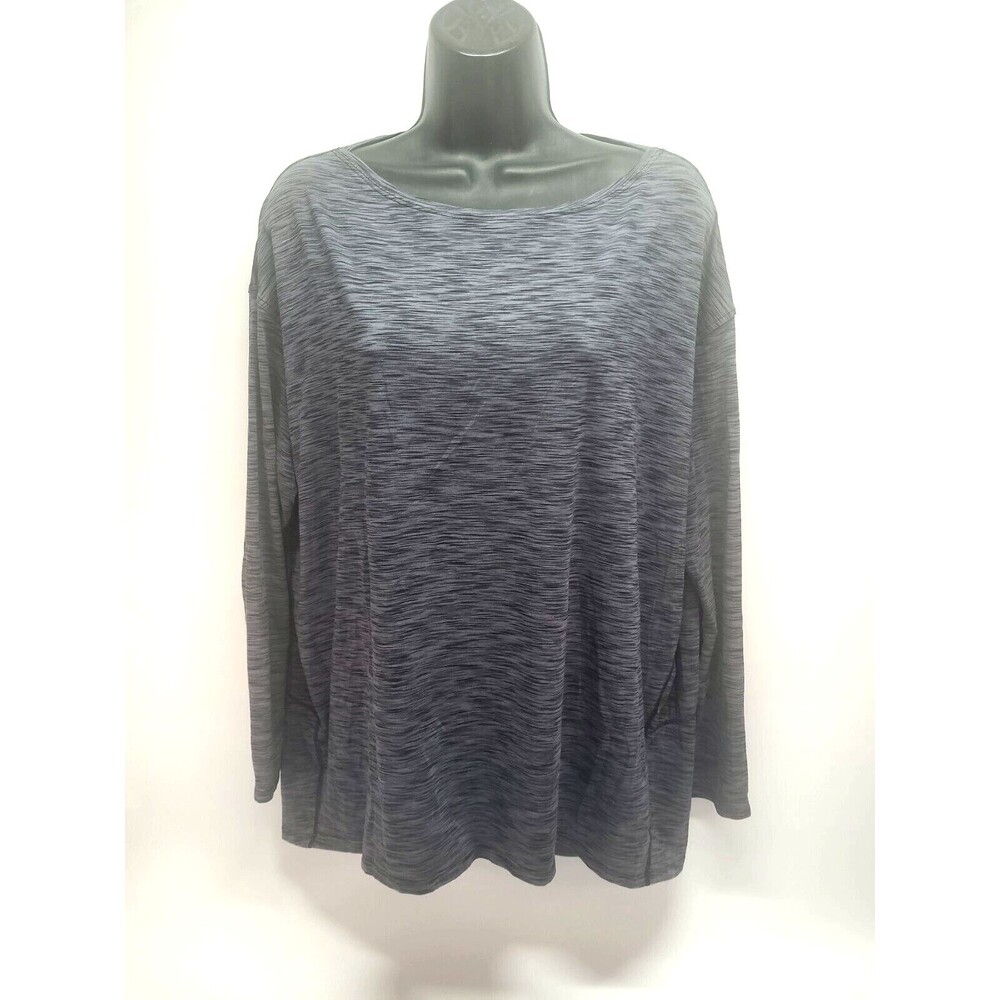 Lululemon Scoop Neck Top 3/4 Sleeve Space Dyed Gray Thin Athletic High Low